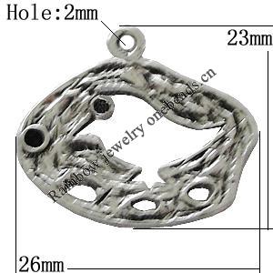 Pendant Zinc Alloy Jewelry Findings Lead-free, 23x26mm Hole:2mm, Sold by Bag