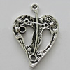 Pendant Zinc Alloy Jewelry Findings Lead-free, Heart 35x23mm Hole:2mm, Sold by Bag
