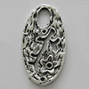 Pendant Zinc Alloy Jewelry Findings Lead-free, Flat Oval 34x17mm Hole:1mm, Sold by Bag