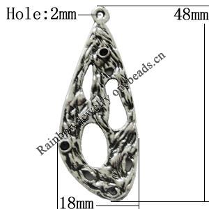 Pendant Zinc Alloy Jewelry Findings Lead-free, 48x18mm Hole:2mm, Sold by Bag