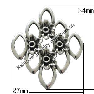Pendant Zinc Alloy Jewelry Findings Lead-free, Diamond 34x27mm, Sold by Bag