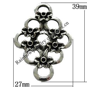 Pendant Zinc Alloy Jewelry Findings Lead-free, Diamond 39x27mm, Sold by Bag