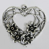 Pendant Zinc Alloy Jewelry Findings Lead-free, Heart 33x35mm Hole:2mm, Sold by Bag
