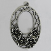 Pendant Zinc Alloy Jewelry Findings Lead-free, Flat Oval 41x27mm Hole:2mm, Sold by Bag