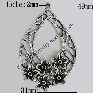Pendant Zinc Alloy Jewelry Findings Lead-free, 49x31mm Hole:2mm, Sold by Bag