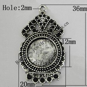 Zinc Alloy Cabochon Settings, 36x20mm Hole:2mm, Sold by bag