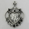 Zinc Alloy Cabochon Settings, Heart 32x23mm Hole:2mm, Sold by bag