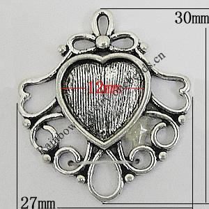 Zinc Alloy Cabochon Settings, 30x27mm, Sold by bag