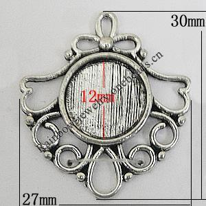 Zinc Alloy Cabochon Settings, 30x27mm, Sold by bag