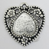 Zinc Alloy Cabochon Settings, Heart 23x22mm Hole:2mm, Sold by bag