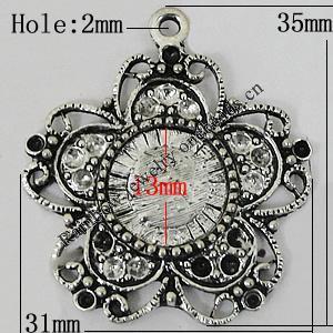 Zinc Alloy Cabochon Settings, Flower 35x21mm Hole:2mm, Sold by bag
