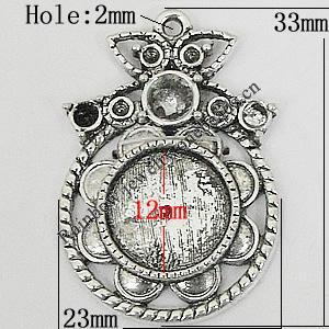 Zinc Alloy Cabochon Settings, 33x23mm Hole:2mm, Sold by bag