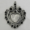 Zinc Alloy Cabochon Settings, Heart 35x27mm Hole:2mm, Sold by bag