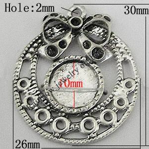 Zinc Alloy Cabochon Settings, 30x26mm Hole:2mm, Sold by bag