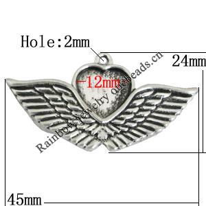Zinc Alloy Cabochon Settings, 45x24mm Hole:2mm, Sold by bag