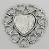 Zinc Alloy Cabochon Settings, Heart 31x30mm, Sold by Bag