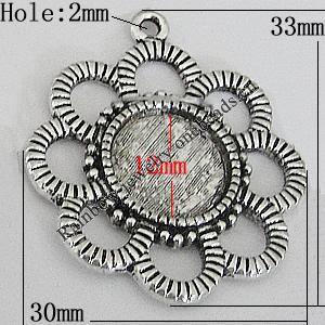 Zinc Alloy Cabochon Settings, Flower 33x30mm Hole:2mm, Sold by Bag