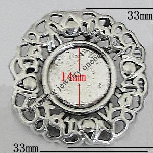 Zinc Alloy Cabochon Settings, 33mm Hole:2mm, Sold by Bag