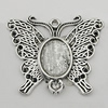 Zinc Alloy Cabochon Settings, Butterfly 36x29mm Hole:2mm, Sold by Bag