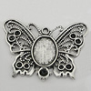 Zinc Alloy Cabochon Settings, Butterfly 41x28mm Hole:2mm, Sold by Bag