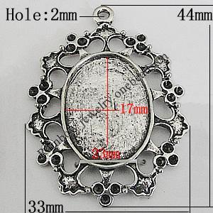 Zinc Alloy Cabochon Settings, Flower 44x33mm Hole:2mm, Sold by Bag