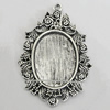 Zinc Alloy Cabochon Settings, 49x33mm Hole:2.5mm, Sold by Bag