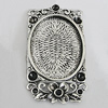 Zinc Alloy Cabochon Settings, Rectangle 48x26mm, Sold by Bag