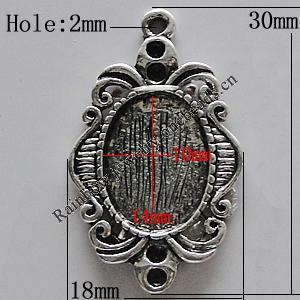 Zinc Alloy Cabochon Settings, 30x18mm Hole:2mm, Sold by Bag