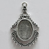 Zinc Alloy Cabochon Settings, 33x21mm Hole:2mm, Sold by Bag
