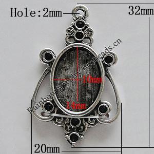 Zinc Alloy Cabochon Settings, 32x20mm Hole:2mm, Sold by Bag