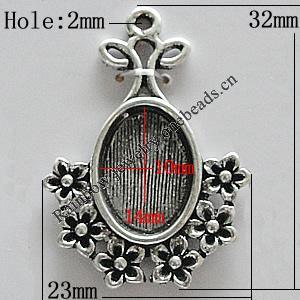 Zinc Alloy Cabochon Settings, 32x23mm Hole:2mm, Sold by Bag