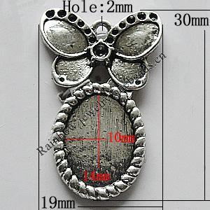 Zinc Alloy Cabochon Settings, 30x19mm Hole:2mm, Sold by Bag