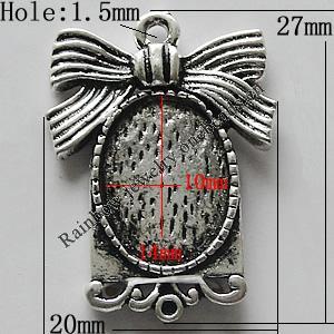 Zinc Alloy Cabochon Settings, 27x20mm Hole:1.5mm, Sold by Bag