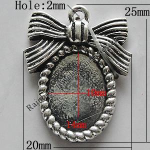 Zinc Alloy Cabochon Settings, 25x20mm Hole:2mm, Sold by Bag