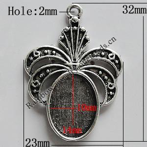 Zinc Alloy Cabochon Settings, 32x23mm Hole:2mm, Sold by Bag