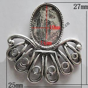 Zinc Alloy Cabochon Settings, 27x25mm, Sold by Bag