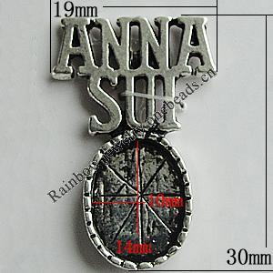 Zinc Alloy Cabochon Settings, 30x19mm, Sold by Bag