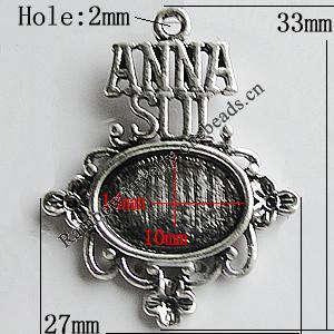 Zinc Alloy Cabochon Settings, 33x27mm Hole:2mm, Sold by Bag
