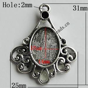 Zinc Alloy Cabochon Settings, 31x25mm Hole:2mm, Sold by Bag