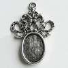 Zinc Alloy Cabochon Settings, 33x23mm Hole:2mm, Sold by Bag