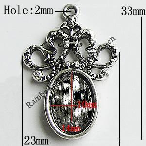 Zinc Alloy Cabochon Settings, 33x23mm Hole:2mm, Sold by Bag