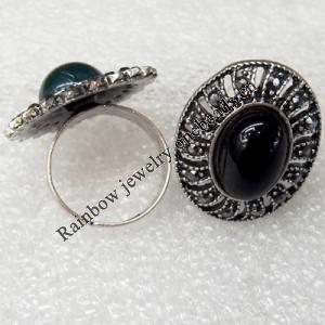 Metal Alloy Ring with Resin, 22x27mm, Sold by Dozen