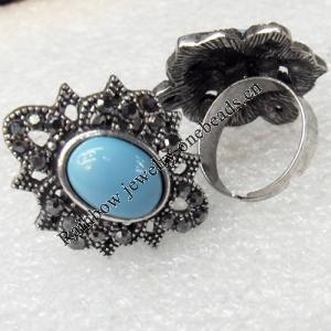 Metal Alloy Ring with Resin, 27x32mm, Sold by Dozen