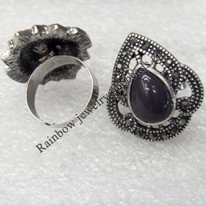 Metal Alloy Ring with Resin, 27x30mm, Sold by Dozen