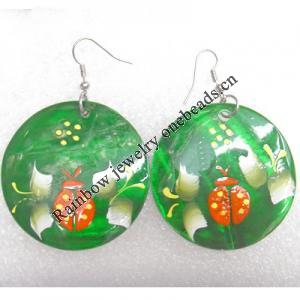 Shell Earring, Flat Round, 45x65mm, Sold by pair