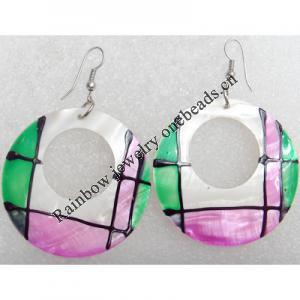 Shell Earring, Donut, 45x65mm, Sold by pair