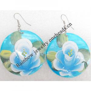 Shell Earring, Flat Round, 45x65mm, Sold by pair