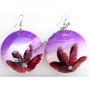Shell Earring, Flat Round, 50x70mm, Sold by pair