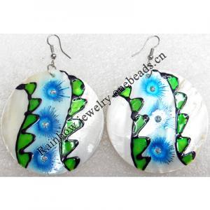 Shell Earring, Flat Round, 50x70mm, Sold by pair