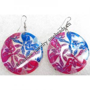 Shell Earring, Flat Round, 45x65mm, Sold by pair